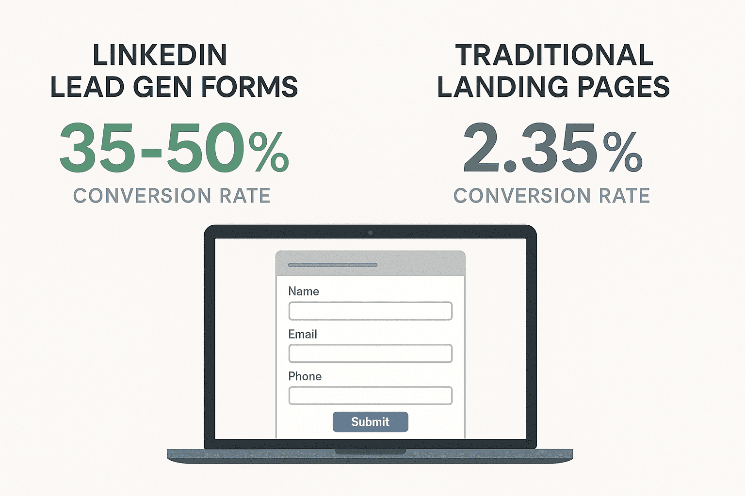 Conversion rate difference with or without  LinkedI lead gen form