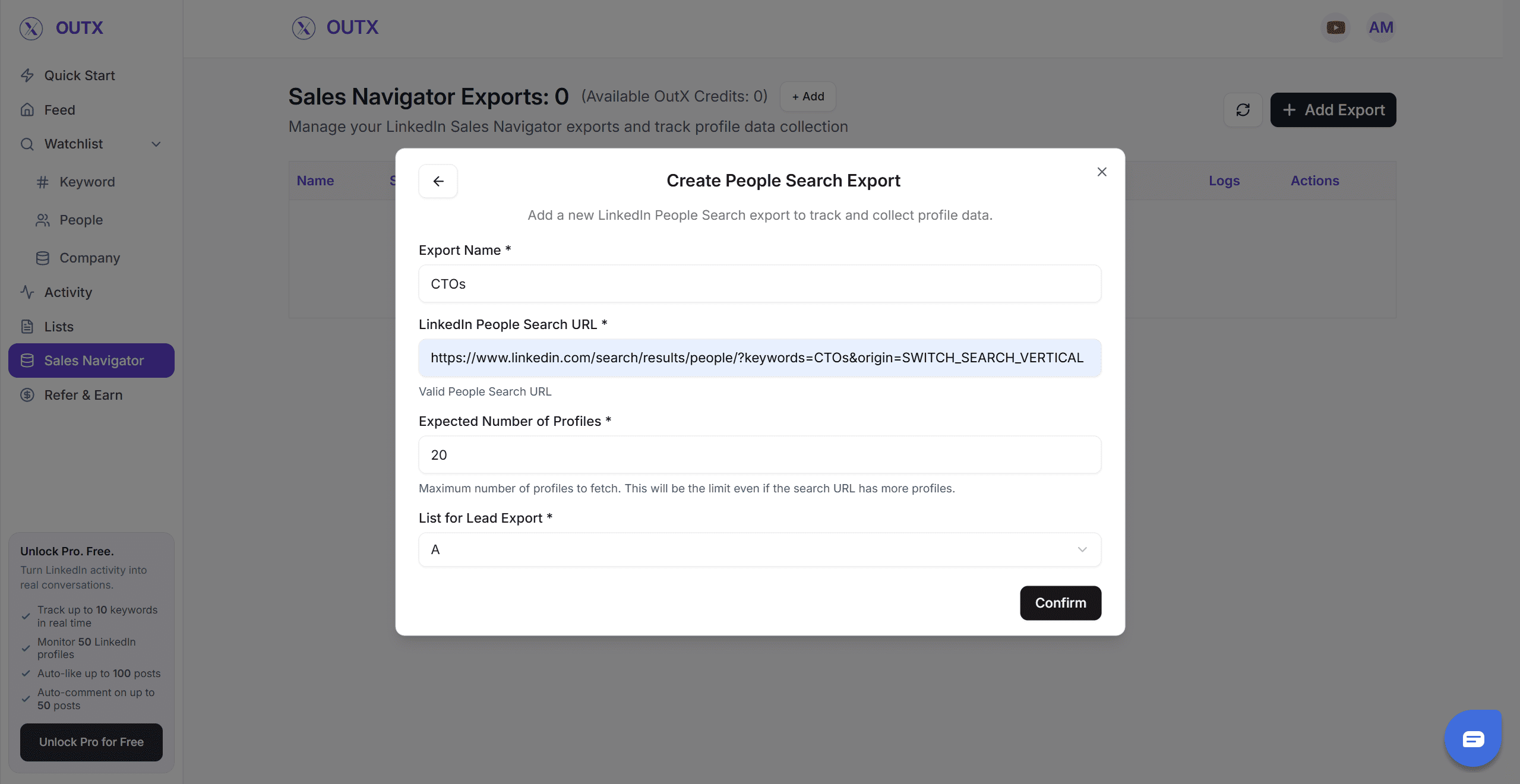 Execute the Export