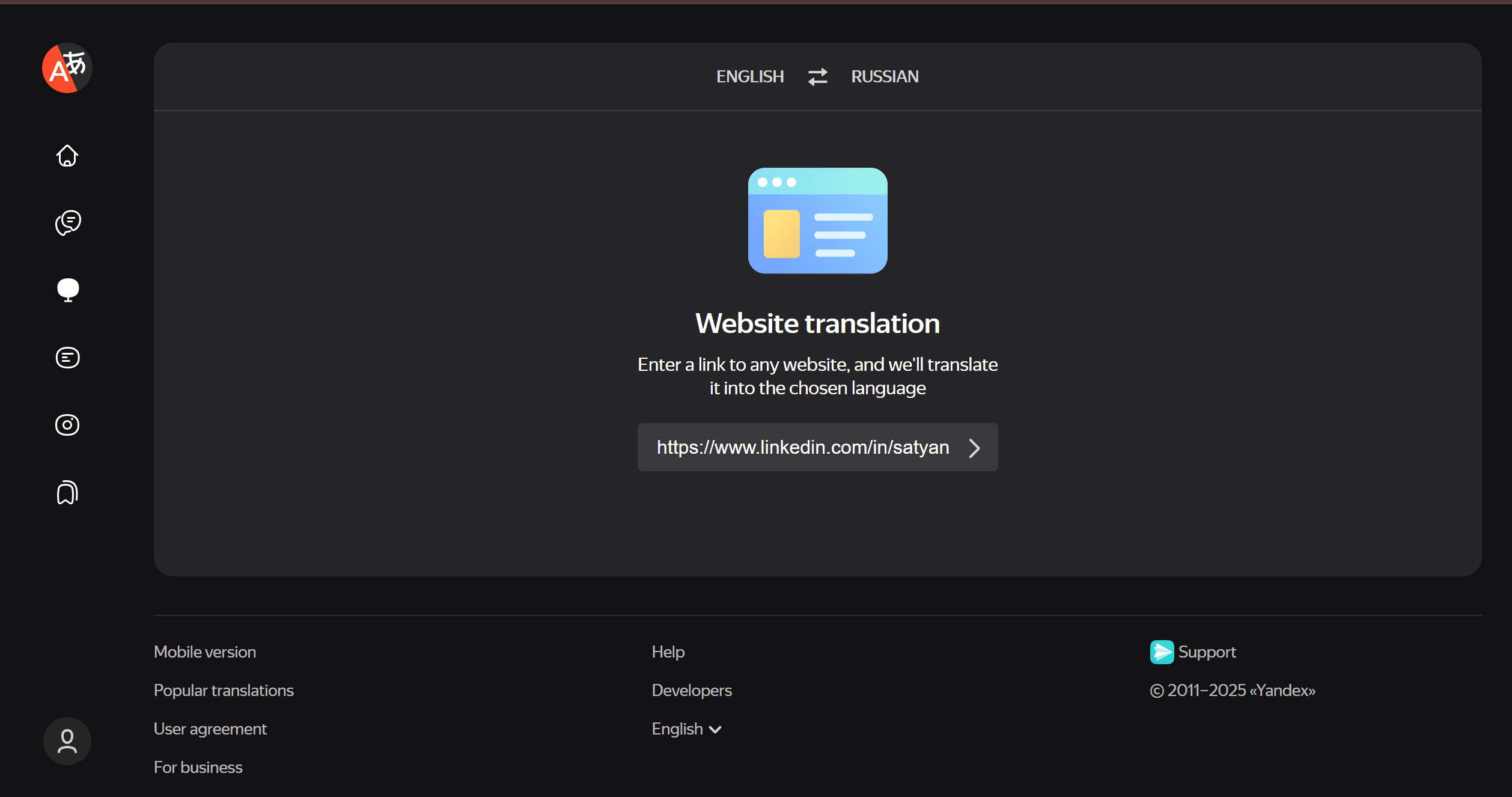yandex translate